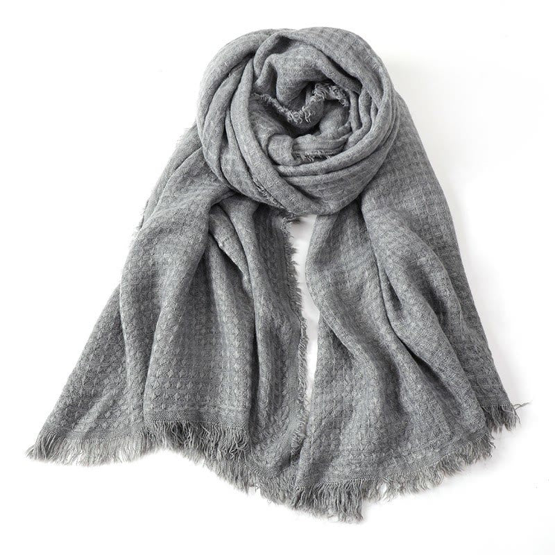 Buddha Stones Fall Winter Textured Tassel Cozy Wrap Men's Scarf - LightGrey - image 14