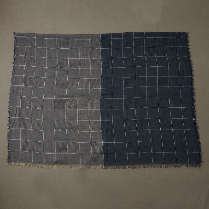 Buddha Stones Fall Winter Dark Grid Tassel Layering Unisex Scarves - image 3