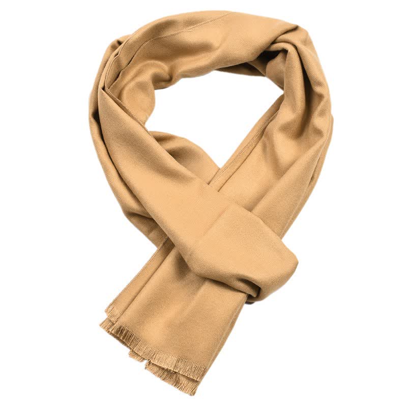 Buddha Stones Fall Winter Solid Color Tassel Cozy Long Scarves - Gold - image 7