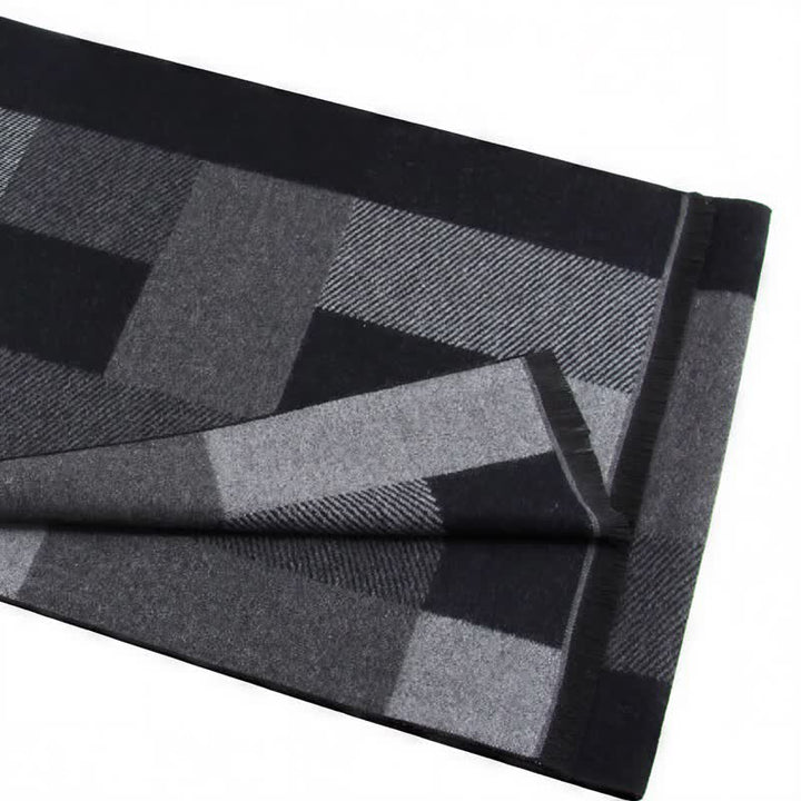 Buddha Stones Fall Winter Classic Plaid Tassel Cozy Rectangular Men's Scarf - image 5