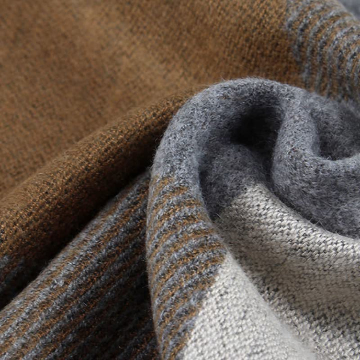 Buddha Stones Fall Winter Classic Plaid Tassel Cozy Rectangular Men's Scarf - image 10