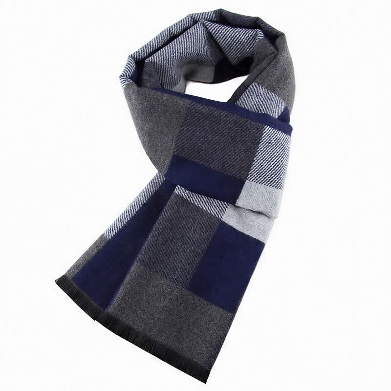 Buddha Stones Fall Winter Classic Plaid Tassel Cozy Rectangular Scarves - SlateGray - image 0