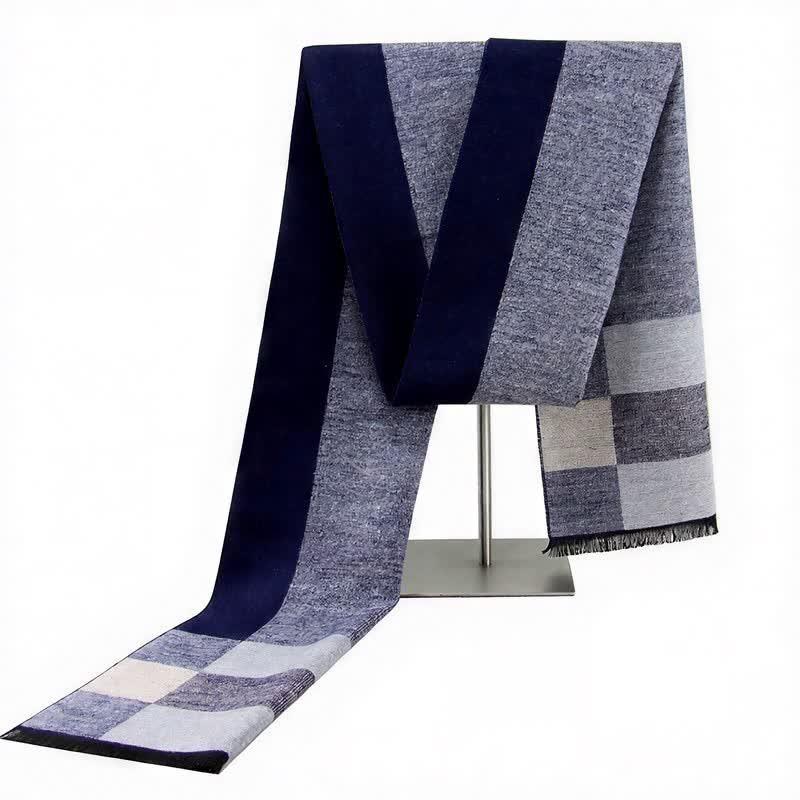 Buddha Stones Fall Winter Urban Stripe Tassel Warm Wrap Scarves - SteelBlue - image 8