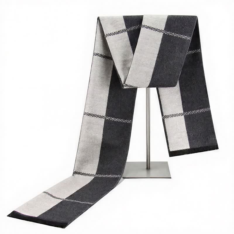 Buddha Stones Fall Winter Urban Stripe Tassel Warm Wrap Scarves - WhiteSmoke - image 16