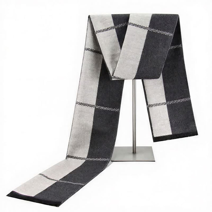 Buddha Stones Fall Winter Urban Stripe Tassel Warm Wrap Scarves - WhiteSmoke - image 16