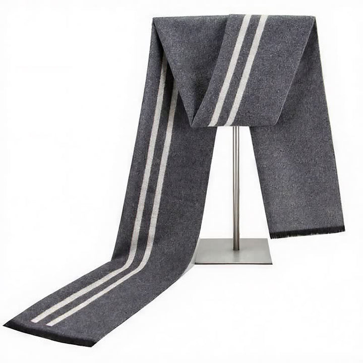 Buddha Stones Fall Winter Urban Stripe Tassel Warm Wrap Scarves - Gray - image 0