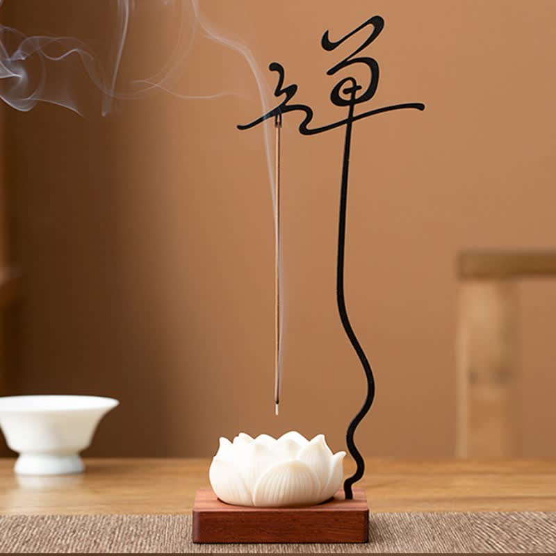 Buddha Stones Lotus Enlightenment Hanging Wood and Iron Incense Burner - Zen Lotu - image 9