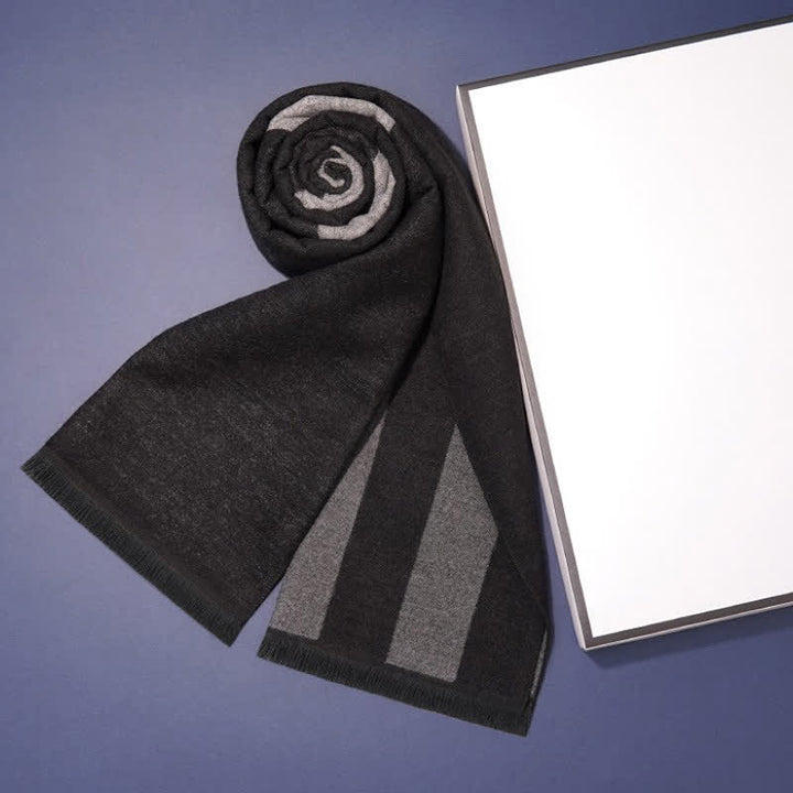 Buddha Stones Fall Winter Classic Check Pattern Soft Knit Commuter Men's Scarf - Black Striped - image 10