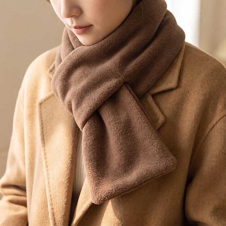 Buddha Stones Fall Winter Plush Cross Front Neck Warmer Minimalist Scarves - SaddleBrown - image 12