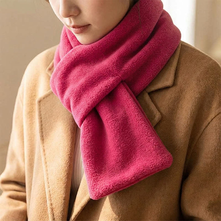 Buddha Stones Fall Winter Plush Cross Front Neck Warmer Minimalist Scarves - DeepPink - image 18