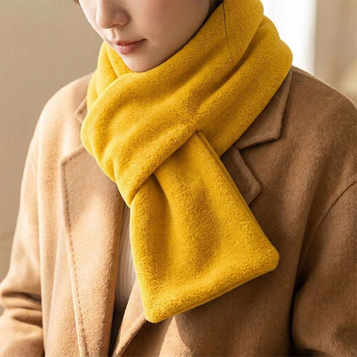 Buddha Stones Fall Winter Plush Cross Front Neck Warmer Minimalist Scarves - Gold - image 20