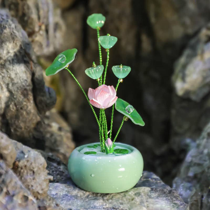 Buddha Stones Resin Lotus Purity Teardrop Fragrance Jar Mindful Living Decor - Green - One Lotus - image 3