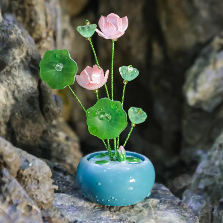 Buddha Stones Resin Lotus Purity Teardrop Fragrance Jar Mindful Living Decor - Blue - Two Lotuses - image 7
