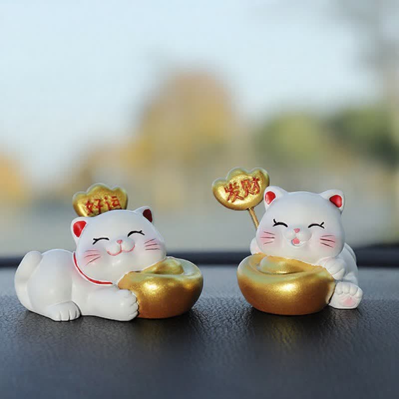 Buddha Stones Prosperity Lucky Cat Fortune Bag Resin Cute Animal Decor - image 7