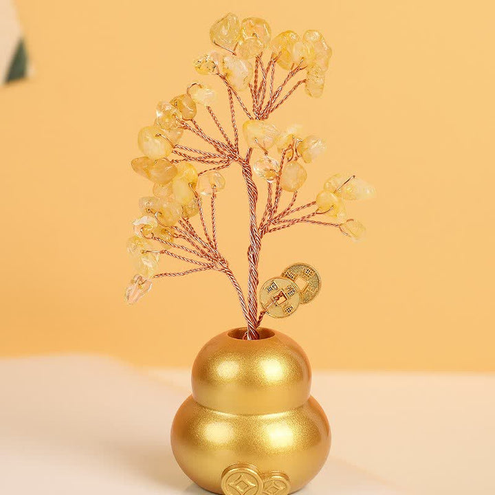 Buddha Stones Golden Ingot Treasure Bowl Good Fortune Tabletop Wealth & Fortune Symbols - Crystal Tree Gourd - image 1