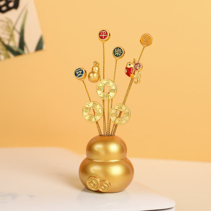 Buddha Stones Golden Ingot Treasure Bowl Good Fortune Tabletop Wealth & Fortune Symbols - Peace and joy Gourd - image 4
