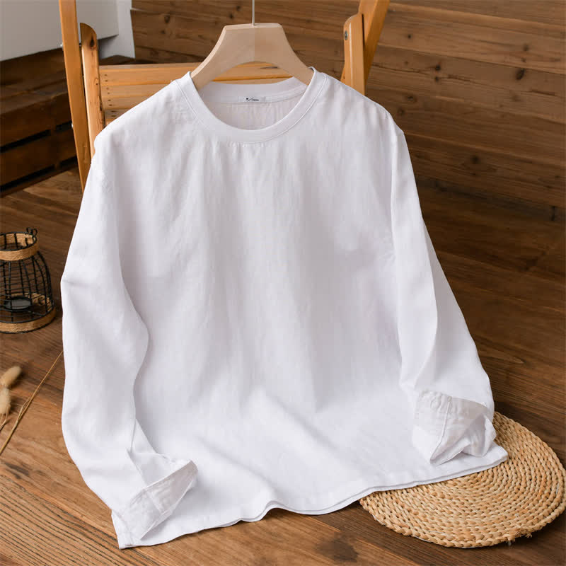 Buddha Stones Spring Fall Casual Minimalist Solid Men's Long Sleeve T-Shirts - White - US/UK/AU42，EU52 (3XL) - image 11