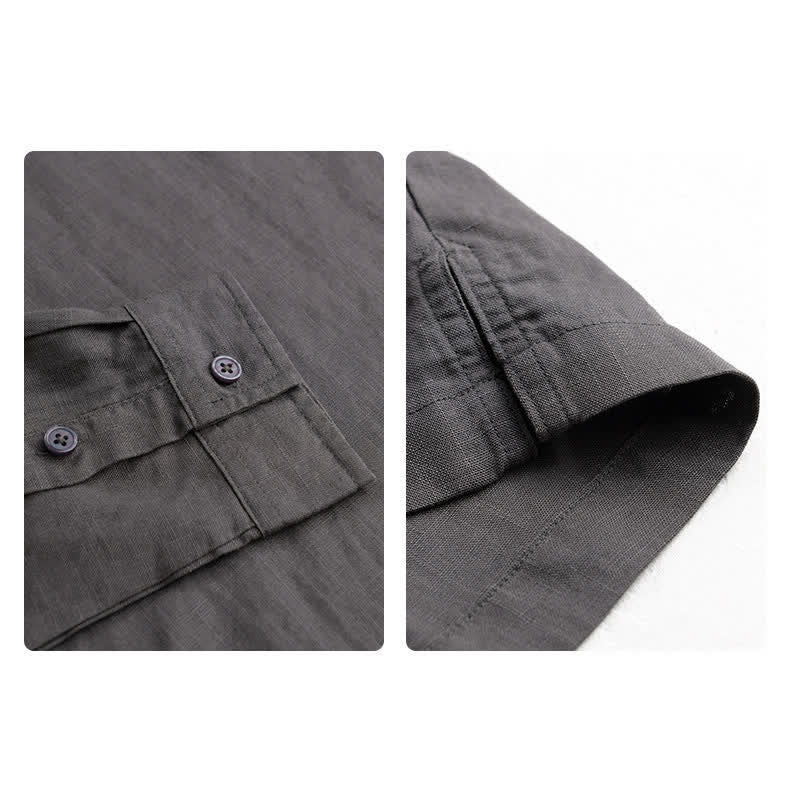Buddha Stones Spring Fall Casual Minimalist Solid Men's Long Sleeve T-Shirts - image 10
