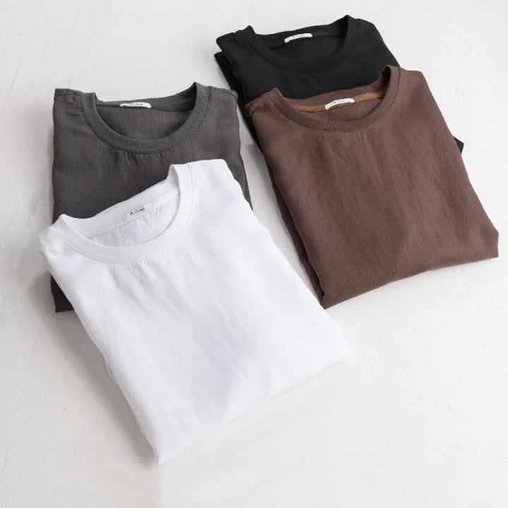 Buddha Stones Spring Fall Casual Minimalist Solid Men's Long Sleeve T-Shirts - image 18