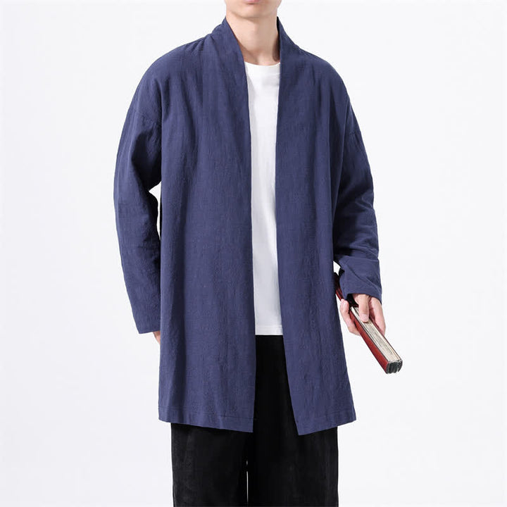 Buddha Stones Spring Casual Minimalist Solid Cotton Men's Kimono - image 22