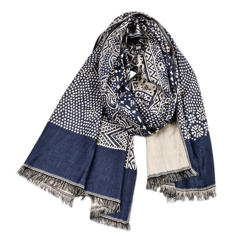 Buddha Stones Fall Winter Geometric Paisley Tassel Reversible Cozy Men's Scarf - image 1