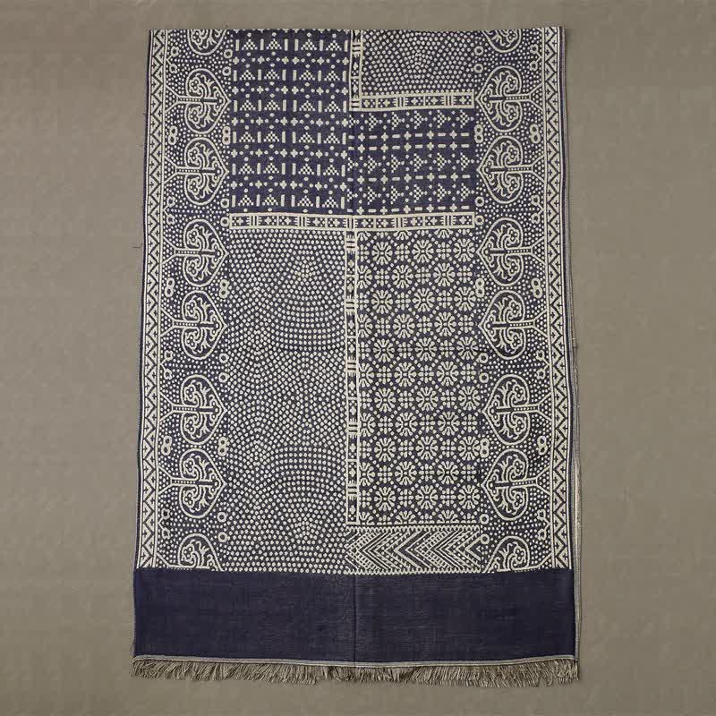 Buddha Stones Fall Winter Geometric Paisley Tassel Reversible Cozy Men's Scarf - image 7