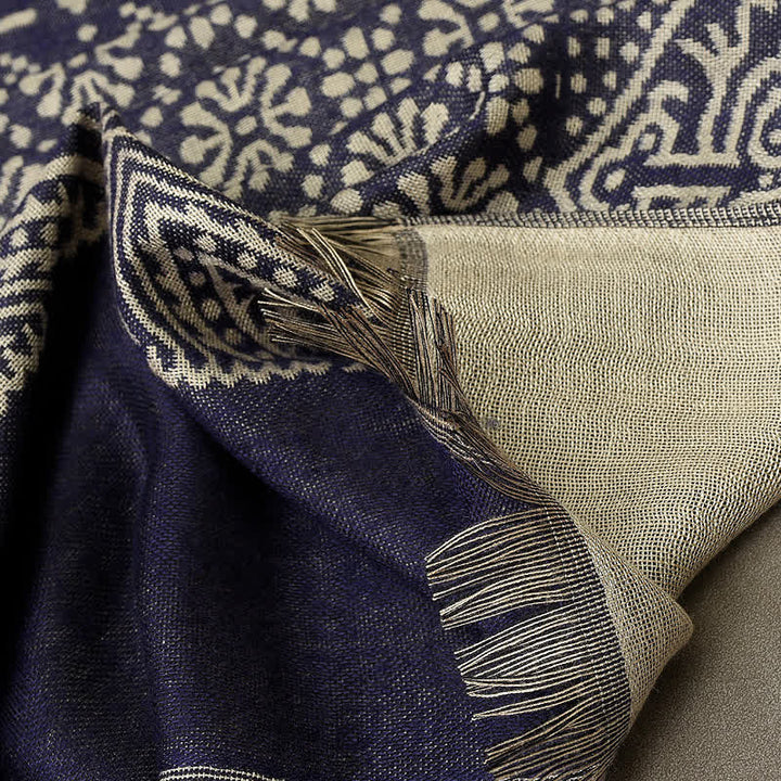 Buddha Stones Fall Winter Geometric Paisley Tassel Reversible Cozy Men's Scarf - image 4
