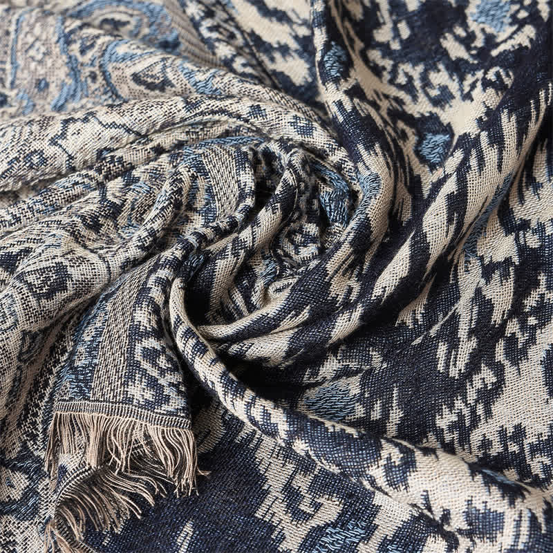 Buddha Stones Fall Winter Reversible Paisley Geometric Tassel Scarf - image 12