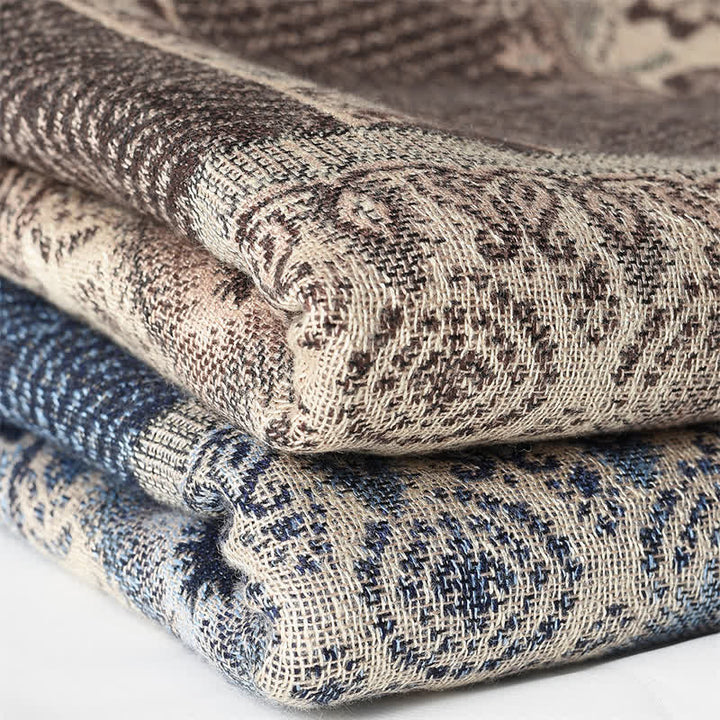 Buddha Stones Fall Winter Reversible Paisley Geometric Tassel Scarf - image 13