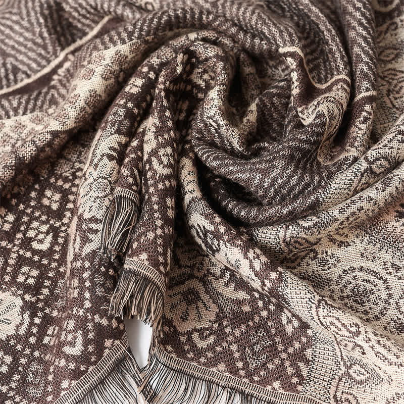 Buddha Stones Fall Winter Reversible Paisley Geometric Tassel Men's Scarf - image 8