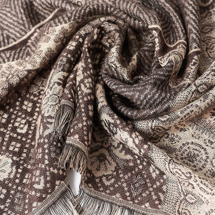 Buddha Stones Fall Winter Reversible Paisley Geometric Tassel Men's Scarf - image 8