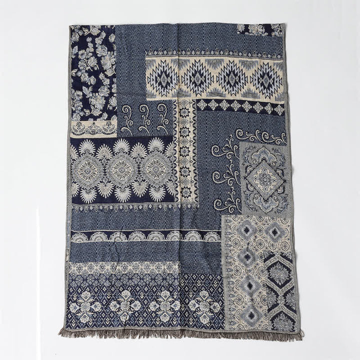 Buddha Stones Fall Winter Reversible Paisley Geometric Tassel Scarf - image 3