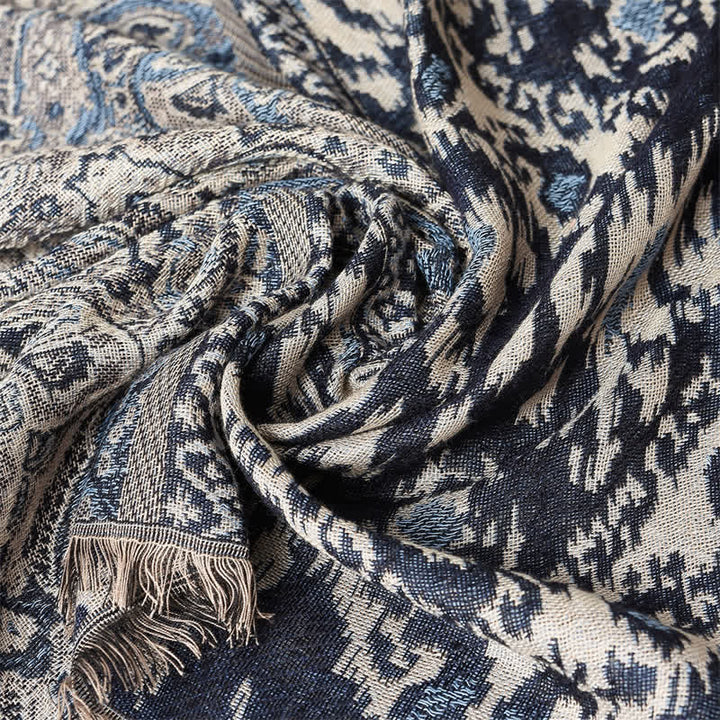 Buddha Stones Fall Winter Reversible Paisley Geometric Tassel Men's Scarf - image 12
