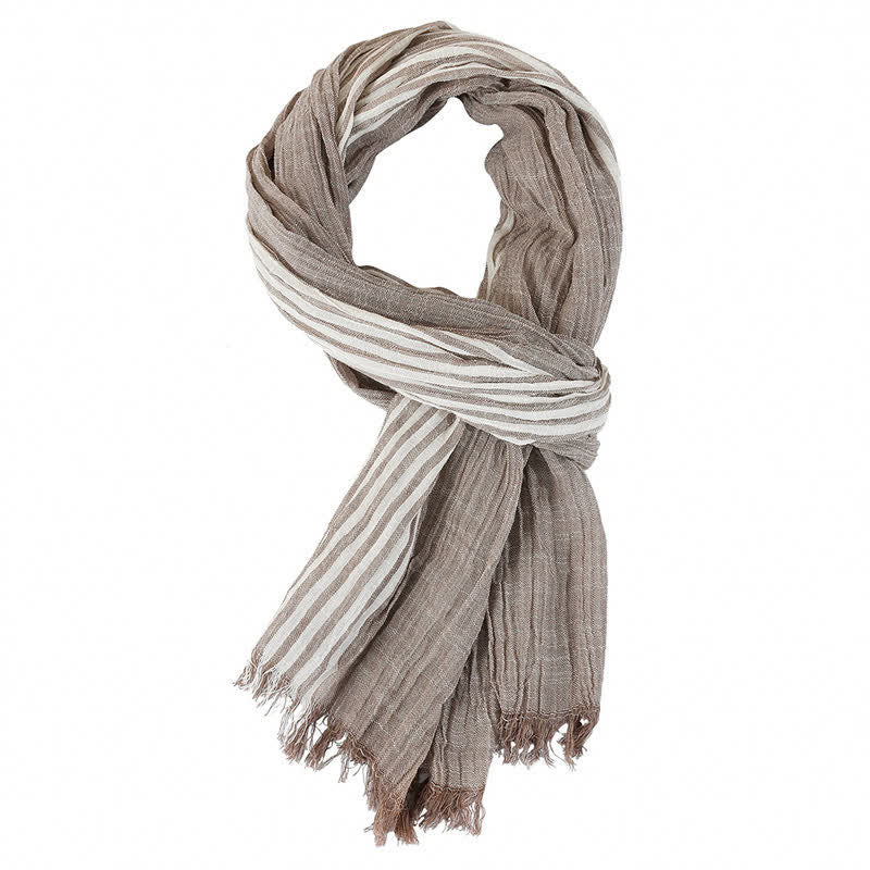 Buddha Stones Spring Fall Striped Color Block Stripe Tassel Travel Scarf - Khaki - Approx. 27.6 in × 70.9 in / 70 × 180 cm - image 7
