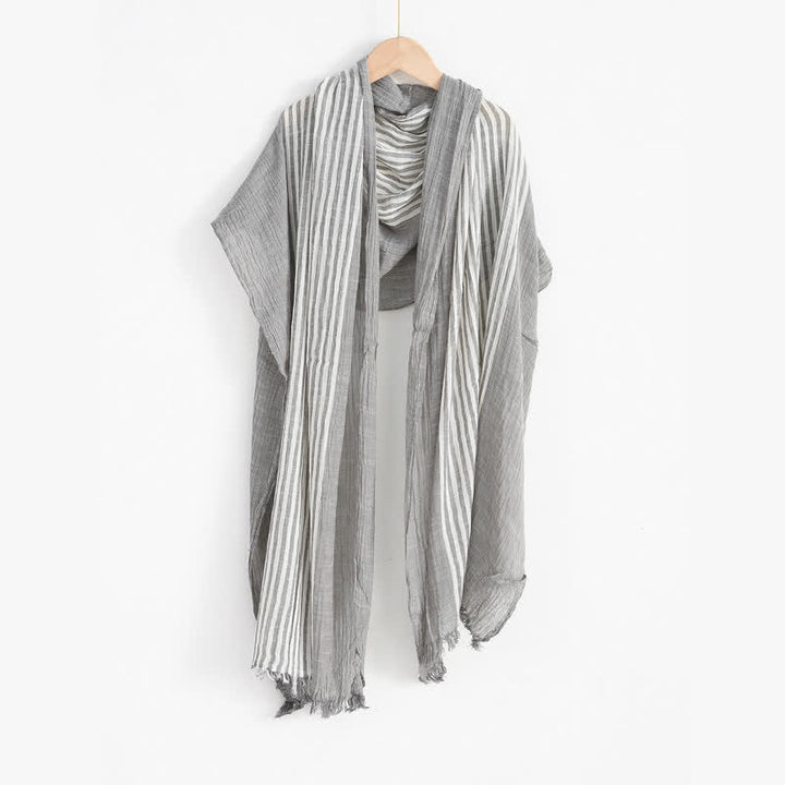 Buddha Stones Spring Fall Striped Color Block Stripe Tassel Travel Scarf - image 24