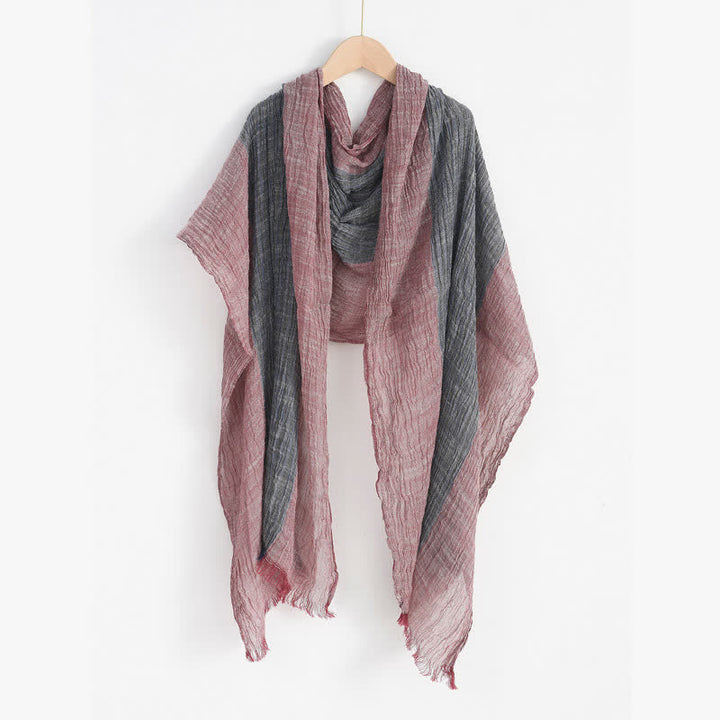 Buddha Stones Spring Fall Striped Color Block Stripe Tassel Travel Scarf - image 2