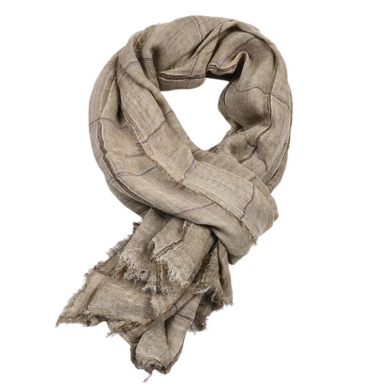 Buddha Stones Spring Fall Plaid Checkered Pattern Casual Unisex Scarf - Tan - Approx. 39.4 in × 74.8 in / 100 × 190 cm - image 12