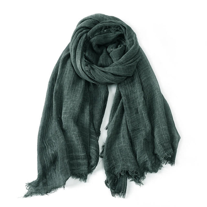 Buddha Stones Spring Fall Crinkled Frayed Edge Wrap Scarf - DarkGreen - Approx. 78.7 in × 29.5 in / 200 × 75 cm - image 7