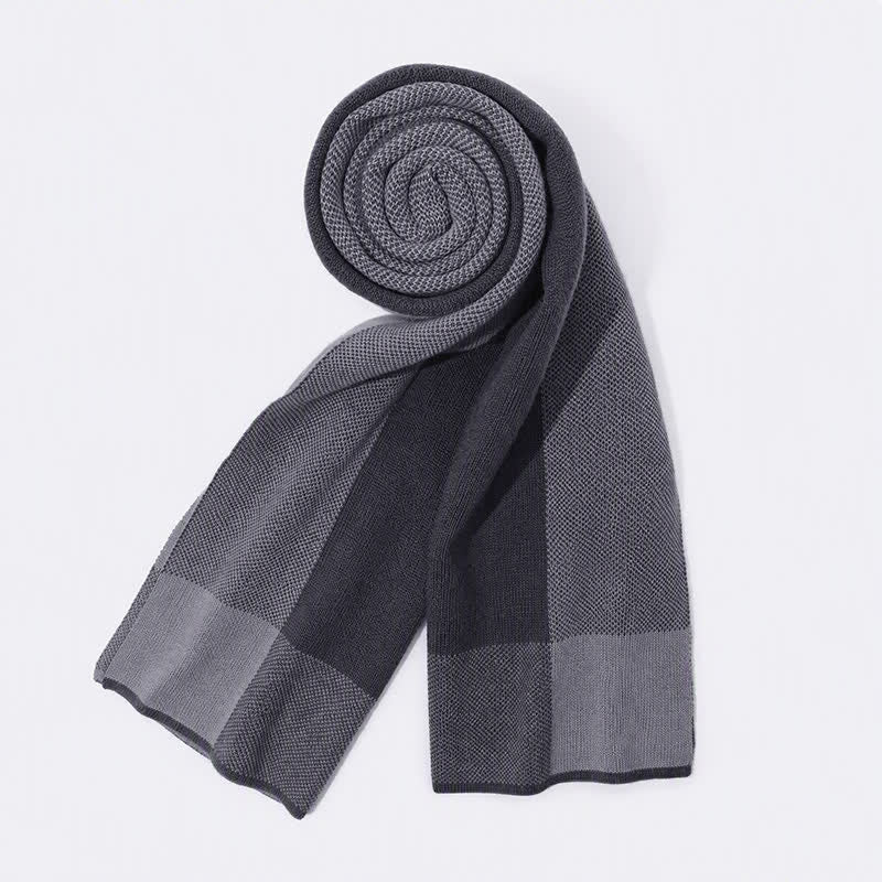 Buddha Stones Fall Winter Knit Geometric Color Block Cozy Men's Scarf - image 5