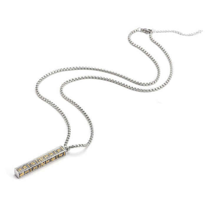 Buddha Stones Titanium Steel Om Mani Padme Hum Peace Cylinder Necklace - image 2