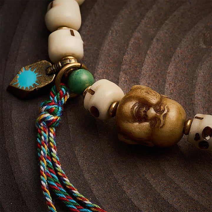 Buddha Stones Tibetan Bone Beads Lord of the Corpse Forest Skull Pattern Strength and Change Bracelet - image 4