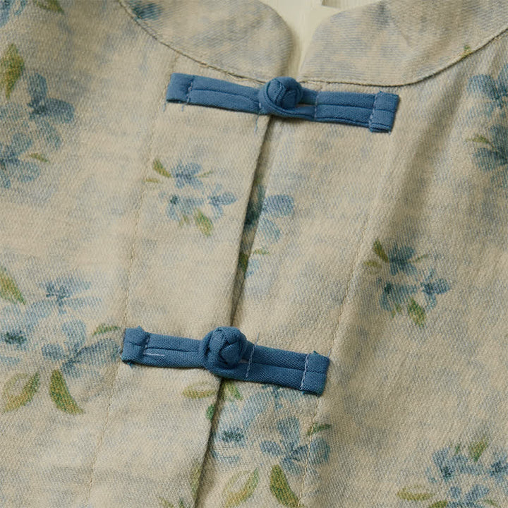 Buddha Stones Fall Vintage Tang Style Frog Button Floral Women's Jacket With Pockets - image 18