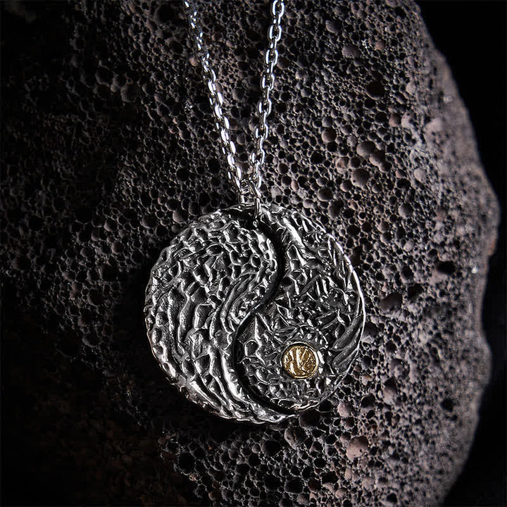 Buddha Stones Copper Yin Yang Balance Round Engraved Pendant Necklace - image 2