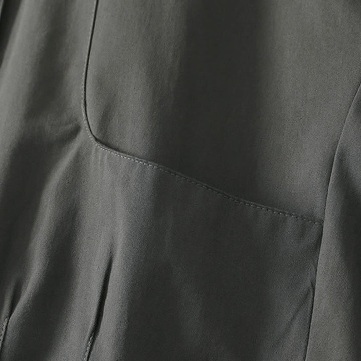 Buddha Stones Fall Winter Casual Minimalist Mandarin Collar Solid Cropped Women's Jacket With Pockets - image 2