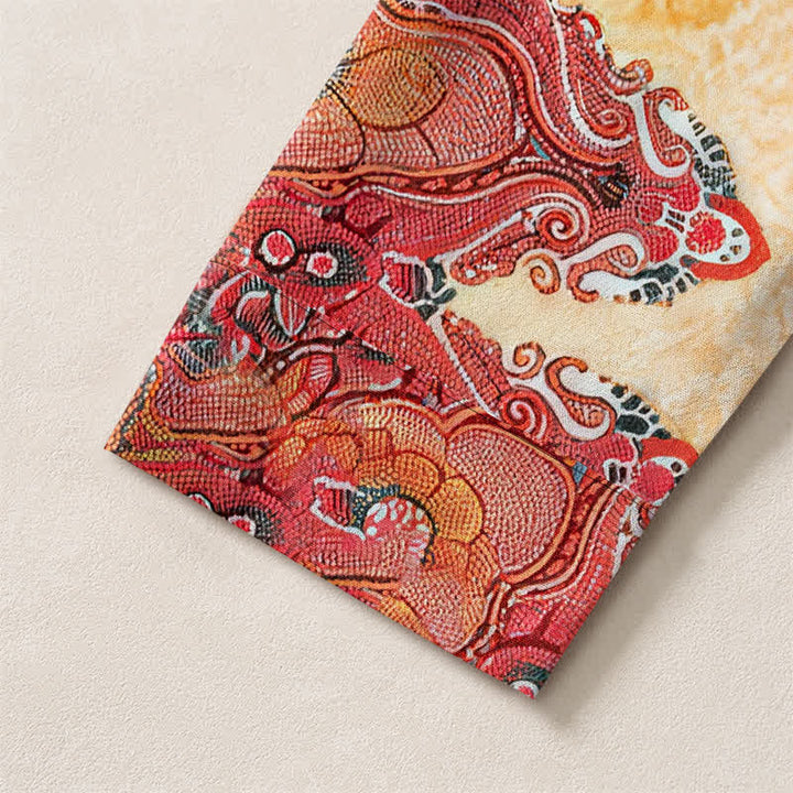 Buddha Stones Cotton Ethnic Paisley Mandala Flower Pattern V-Neck Buttons Men's Long Sleeve Shirts - image 5