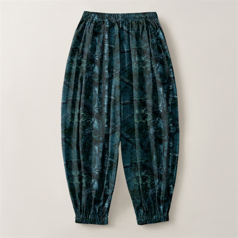 Buddha Stones Pure Cotton Marble Camo Pattern Drawstring Men's Harem Pants With Pockets - image 8