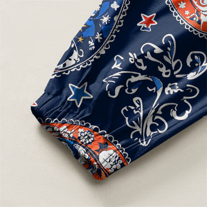Buddha Stones Pure Cotton Paisley Star Pattern Drawstring Men's Harem Pants With Pockets - image 4