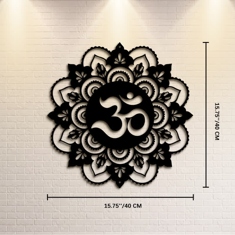 Buddha Stones Sacred OM Mandala Mindfulness Round Iron Metal Wall Decor - Approx. 40cm x 40cm x 0.1cm / 15.75in x 15.75in x 0.04in - image 8