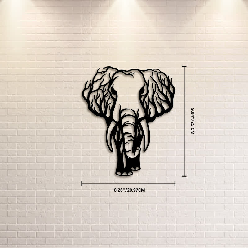 Buddha Stones Minimalist Elephant Head Line Design Iron Metal Wall Decor - Approx. 20.97cm x 25cm x 0.1cm / 8.26in x 9.84in x 0.04in - image 2