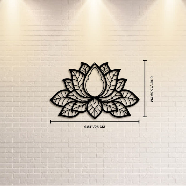 Buddha Stones Metal Lotus Enlightenment Silhouette Iron Meaningful Symbols Wall Art - Approx. 25cm x 15.69cm x 0.1cm / 9.84in x 6.18in x 0.04in - image 2